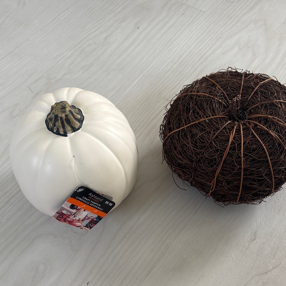 Ashland White and Brown Pumpkin Decor Set